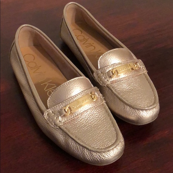 calvin klein gold loafers